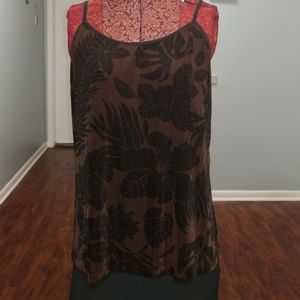 NWT Chicos Brown and Floral Tank with built in bra